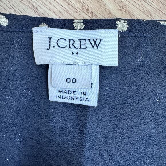 J Crew Womens Black And Gold Polka Dot Sleeveless Top Flutter Sleeve Size 00 - Picture 4 of 5